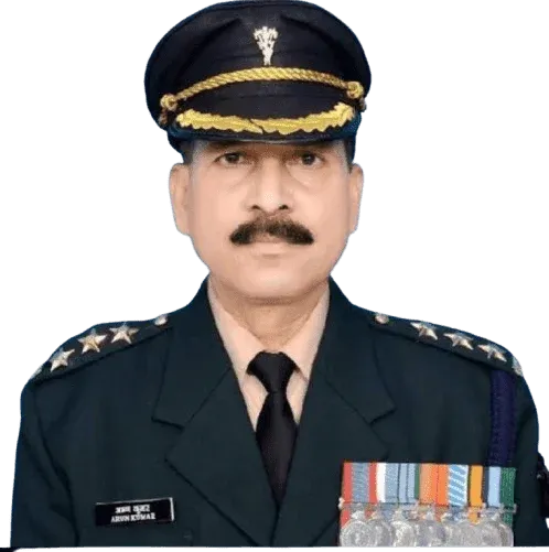 Retired Indian Army officer Capt Arun Kumar Chauhan in full uniform with medals.