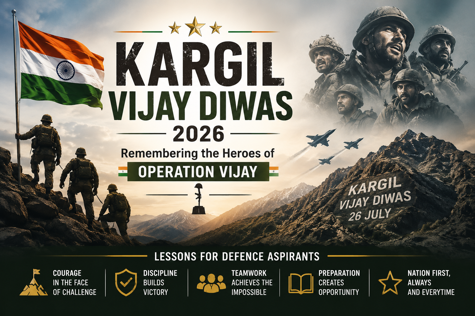 Kargil Vijay Diwas 2026 Remembering the Heroes of Operation Vijay and Lessons for Defence Aspirants